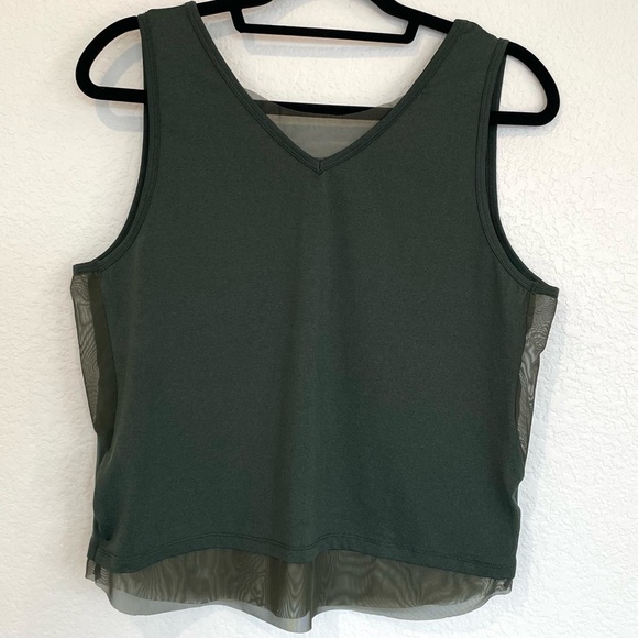 ZYIA Tops - ZYIA V-Neck Tank Top with Mesh insets - Deep Olive Green LARGE